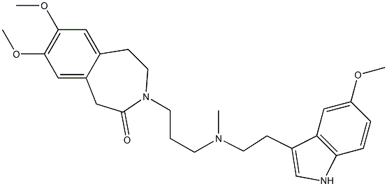 2,3-Dihydro-7,8-dimethoxy-3-[3-[N-[2-(5-methoxy-1H-indol-3-yl)ethyl]-N-methylamino]propyl]-1H-3-benzazepin-4(5H)-one Struktur