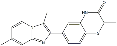 6-(3,7-Dimethyl-imidazo[1,2-a]pyridin-2-yl)-2-methyl-2H-1,4-benzothiazin-3(4H)-one Struktur