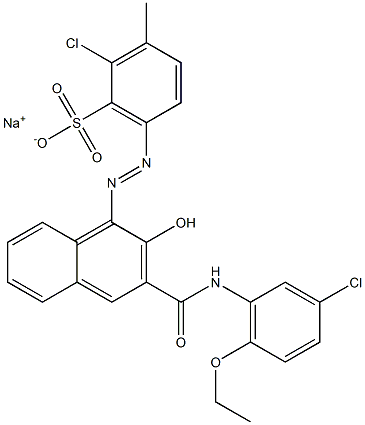 2-Chloro-3-methyl-6-[[3-[[(3-chloro-6-ethoxyphenyl)amino]carbonyl]-2-hydroxy-1-naphtyl]azo]benzenesulfonic acid sodium salt Struktur