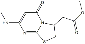 2,3-Dihydro-7-methylamino-5-oxo-5H-thiazolo[3,2-a]pyrimidine-3-acetic acid methyl ester Struktur