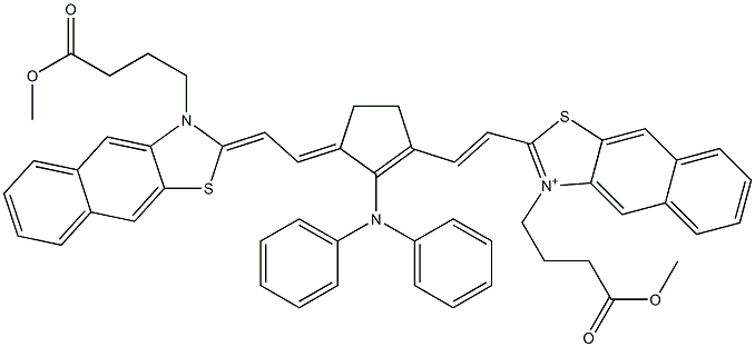 2-[2-[2-(Diphenylamino)-3-[2-[3-(4-methoxy-4-oxobutyl)naphtho[2,3-d]thiazol-2(3H)-ylidene]ethylidene]-1-cyclopenten-1-yl]ethenyl]-3-(4-methoxy-4-oxobutyl)naphtho[2,3-d]thiazol-3-ium Struktur