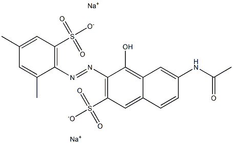 6-(Acetylamino)-4-hydroxy-3-[(2,4-dimethyl-6-sulfophenyl)azo]-2-naphthalenesulfonic acid disodium salt Struktur