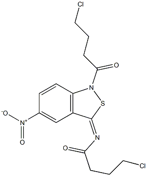 5-Nitro-1-(4-chlorobutyryl)-3(1H)-(4-chlorobutyryl)imino-2,1-benzisothiazole Struktur