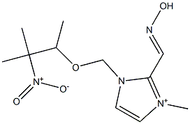 2-[(Hydroxyimino)methyl]-3-methyl-1-[(1,2-dimethyl-2-nitropropyl)oxymethyl]-1H-imidazol-3-ium Struktur