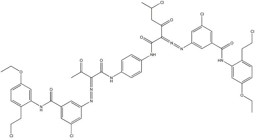 3,3'-[2-(1-Chloroethyl)-1,4-phenylenebis[iminocarbonyl(acetylmethylene)azo]]bis[N-[2-(2-chloroethyl)-5-ethoxyphenyl]-5-chlorobenzamide] Struktur