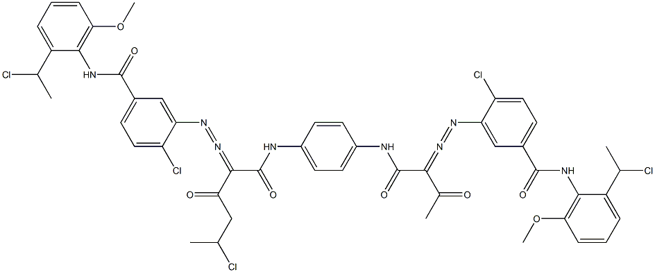 3,3'-[2-(1-Chloroethyl)-1,4-phenylenebis[iminocarbonyl(acetylmethylene)azo]]bis[N-[2-(1-chloroethyl)-6-methoxyphenyl]-4-chlorobenzamide] Struktur