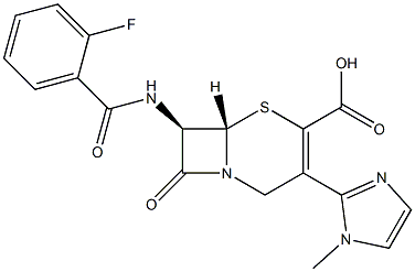 (7R)-7-[(2-Fluorobenzoyl)amino]-3-(1-methyl-1H-imidazol-2-yl)cepham-3-ene-4-carboxylic acid Struktur