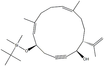 (1R,5R,6E,10E,14R)-14-(1-Methylethenyl)-7,11-dimethyl-5-[(tert-butyldimethylsilyl)oxy]cyclotetradeca-6,10-dien-2-yn-1-ol Struktur