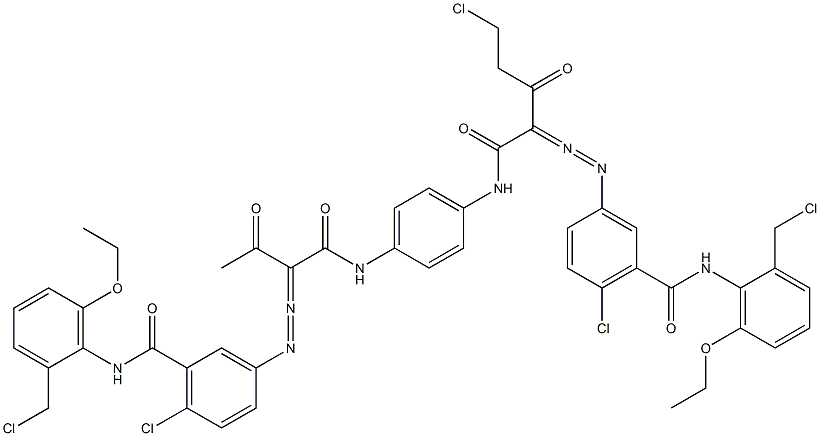 3,3'-[2-(Chloromethyl)-1,4-phenylenebis[iminocarbonyl(acetylmethylene)azo]]bis[N-[2-(chloromethyl)-6-ethoxyphenyl]-6-chlorobenzamide] Struktur