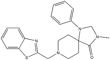 8-(Benzothiazol-2-ylmethyl)-3-methyl-1-phenyl-1,3,8-triazaspiro[4.5]decan-4-one Struktur