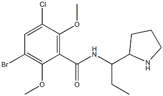 3-Bromo-5-chloro-2,6-dimethoxy-N-(1-ethyl-2-pyrrolidinylmethyl)benzamide Struktur