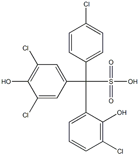 (4-Chlorophenyl)(3-chloro-2-hydroxyphenyl)(3,5-dichloro-4-hydroxyphenyl)methanesulfonic acid Struktur