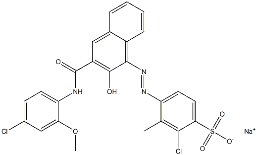 2-Chloro-3-methyl-4-[[3-[[(4-chloro-2-methoxyphenyl)amino]carbonyl]-2-hydroxy-1-naphtyl]azo]benzenesulfonic acid sodium salt Struktur