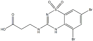 3-[(2-Carboxyethyl)amino]-5,7-dibromo-4H-1,2,4-benzothiadiazine 1,1-dioxide Struktur