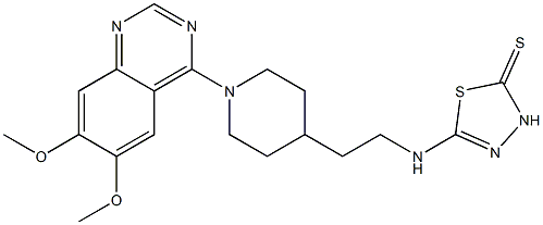 5-[2-[1-(6,7-Dimethoxyquinazolin-4-yl)piperidin-4-yl]ethyl]amino-2,3-dihydro-2-thioxo-1,3,4-thiadiazole Struktur