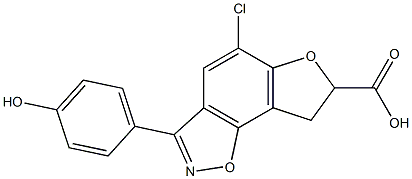 5-Chloro-7,8-dihydro-3-(4-hydroxyphenyl)furo[2,3-g][1,2]benzisoxazole-7-carboxylic acid Struktur