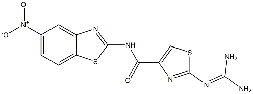 2-(Diaminomethyleneamino)-N-(5-nitro-2-benzothiazolyl)thiazole-4-carboxamide Struktur