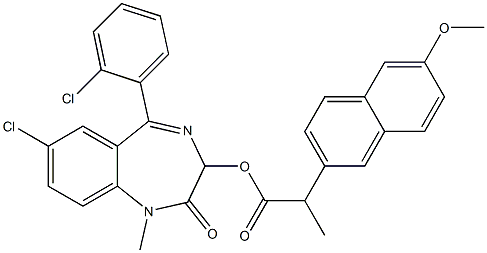 1,3-Dihydro-1-methyl-5-(2-chlorophenyl)-7-chloro-2-oxo-2H-1,4-benzodiazepin-3-ol 2-(6-methoxynaphthalen-2-yl)propionate Struktur