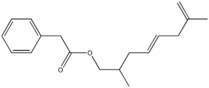 Phenylacetic acid 2,7-dimethyl-4,7-octadienyl ester Struktur