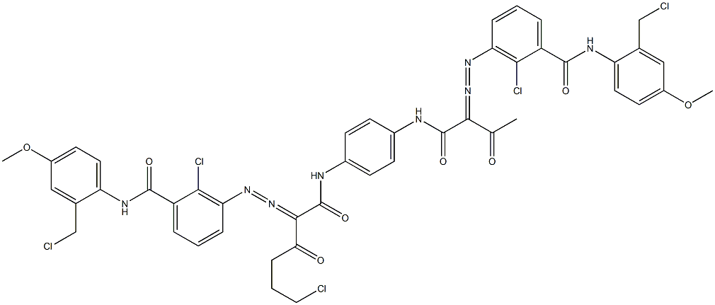 3,3'-[2-(2-Chloroethyl)-1,4-phenylenebis[iminocarbonyl(acetylmethylene)azo]]bis[N-[2-(chloromethyl)-4-methoxyphenyl]-2-chlorobenzamide] Struktur