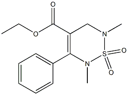 4-(Ethoxycarbonyl)-2,6-dimethyl-3-phenyl-5,6-dihydro-2H-1,2,6-thiadiazine-1,1-dioxide Struktur