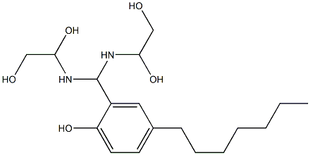 2-[Bis[(1,2-dihydroxyethyl)amino]methyl]-4-heptylphenol Struktur