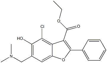 4-Chloro-6-(dimethylaminomethyl)-5-hydroxy-2-phenyl-3-benzofurancarboxylic acid ethyl ester Struktur