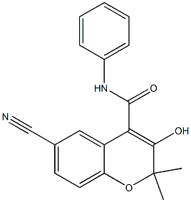 6-Cyano-3-hydroxy-N-phenyl-2,2-dimethyl-2H-1-benzopyran-4-carboxamide Struktur