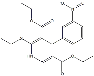 2-Ethylthio-1,4-dihydro-6-methyl-4-(3-nitrophenyl)-pyridine-3,5-dicarboxylic acid diethyl ester Struktur