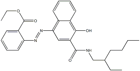 2-[2-(2-Ethylhexyl)carbamoyl-1-hydroxy-4-naphtylazo]benzoic acid ethyl ester Struktur