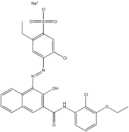 3-Chloro-6-ethyl-4-[[3-[[(2-chloro-3-ethoxyphenyl)amino]carbonyl]-2-hydroxy-1-naphtyl]azo]benzenesulfonic acid sodium salt Struktur