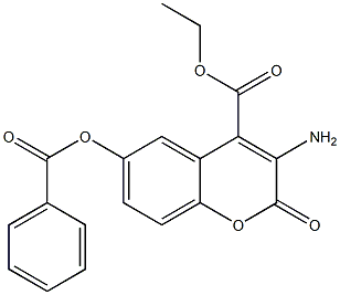 3-Amino-6-benzoyloxy-2-oxo-2H-1-benzopyran-4-carboxylic acid ethyl ester Struktur