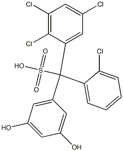 (2-Chlorophenyl)(2,3,5-trichlorophenyl)(3,5-dihydroxyphenyl)methanesulfonic acid Struktur