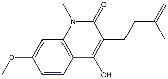 4-Hydroxy-1-methyl-7-methoxy-3-(3-methyl-3-butenyl)quinolin-2(1H)-one Struktur