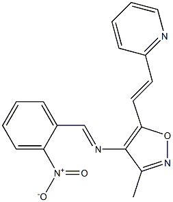 4-(2-Nitrobenzylideneamino)-5-[2-(pyridin-2-yl)ethenyl]-3-methylisoxazole Struktur