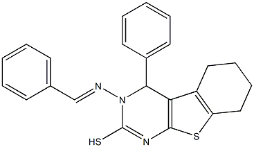 3,4,5,6,7,8-Hexahydro-3-(benzylideneamino)-4-phenyl[1]benzothieno[2,3-d]pyrimidine-2-thiol Struktur