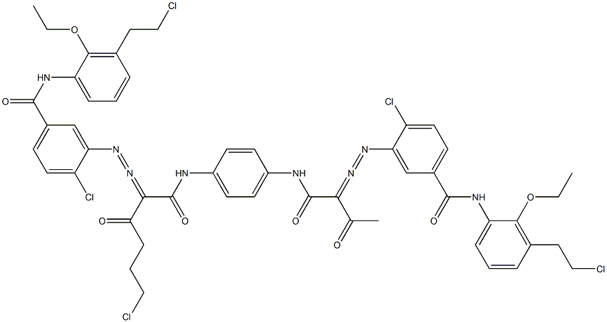 3,3'-[2-(2-Chloroethyl)-1,4-phenylenebis[iminocarbonyl(acetylmethylene)azo]]bis[N-[3-(2-chloroethyl)-2-ethoxyphenyl]-4-chlorobenzamide] Struktur