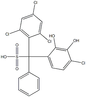 (4-Chloro-2,3-dihydroxyphenyl)(2,4,6-trichlorophenyl)phenylmethanesulfonic acid Struktur