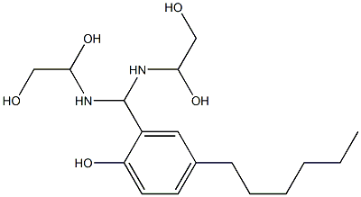 2-[Bis[(1,2-dihydroxyethyl)amino]methyl]-4-hexylphenol Struktur