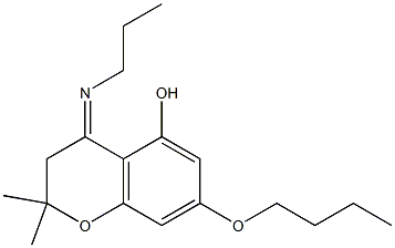 N-Propyl-2,2-dimethyl-5-hydroxy-7-butoxychroman-4-imine Struktur