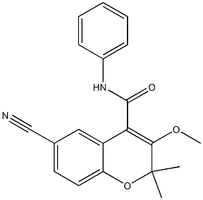 6-Cyano-2,2-dimethyl-3-methoxy-N-phenyl-2H-1-benzopyran-4-carboxamide Struktur