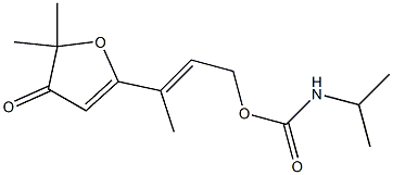 N-Isopropylcarbamic acid [(E)-3-[(4,5-dihydro-5,5-dimethyl-4-oxofuran)-2-yl]-2-butenyl] ester Struktur