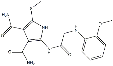 2-[[[(o-Methoxyphenyl)amino]acetyl]amino]-5-[methylthio]-1H-pyrrole-3,4-dicarboxamide Struktur