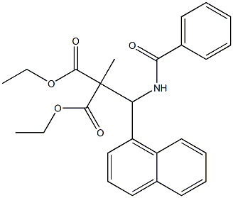 2-[(1-Naphtyl)(benzoylamino)methyl]-2-methylmalonic acid diethyl ester Struktur