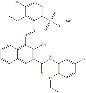 4-Chloro-3-ethyl-2-[[3-[[(3-chloro-6-ethoxyphenyl)amino]carbonyl]-2-hydroxy-1-naphtyl]azo]benzenesulfonic acid sodium salt Struktur