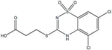 3-[(2-Carboxyethyl)thio]-5,7-dichloro-4H-1,2,4-benzothiadiazine 1,1-dioxide Struktur