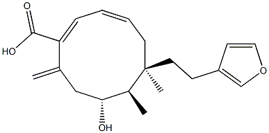 (1E,3Z,6R,7R,8R)-8-Hydroxy-6-[2-(3-furyl)ethyl]-6,7-dimethyl-10-methylene-1,3-cyclodecadiene-1-carboxylic acid Struktur