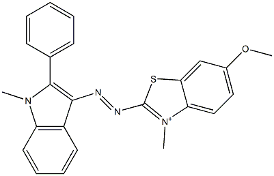 2-(1-Methyl-2-phenyl-1H-indol-3-ylazo)-3-methyl-6-methoxybenzothiazol-3-ium Struktur