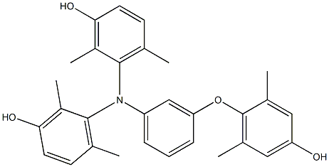 N,N-Bis(3-hydroxy-2,6-dimethylphenyl)-3-(4-hydroxy-2,6-dimethylphenoxy)benzenamine Struktur