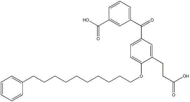 5-(3-Carboxybenzoyl)-2-(10-phenyldecyloxy)benzenepropanoic acid Struktur